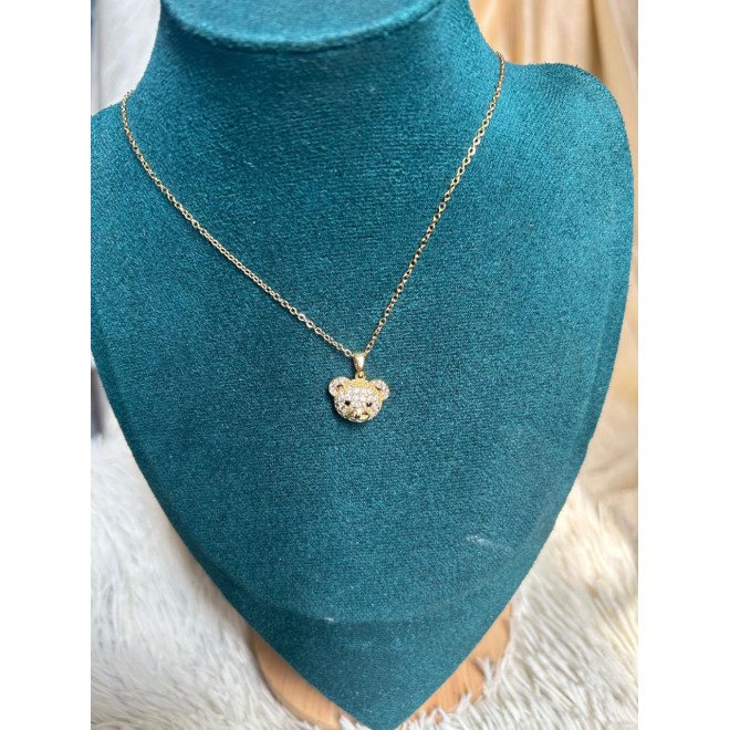 Crystal Teddy Bear Pendant Necklace