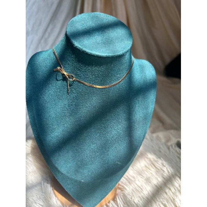Elegant Bow Herringbone Choker Necklace