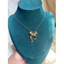 Luxe Ribbon Bow Pendant Necklace