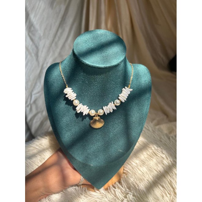 Coastal Pearl Shell Charm Necklace